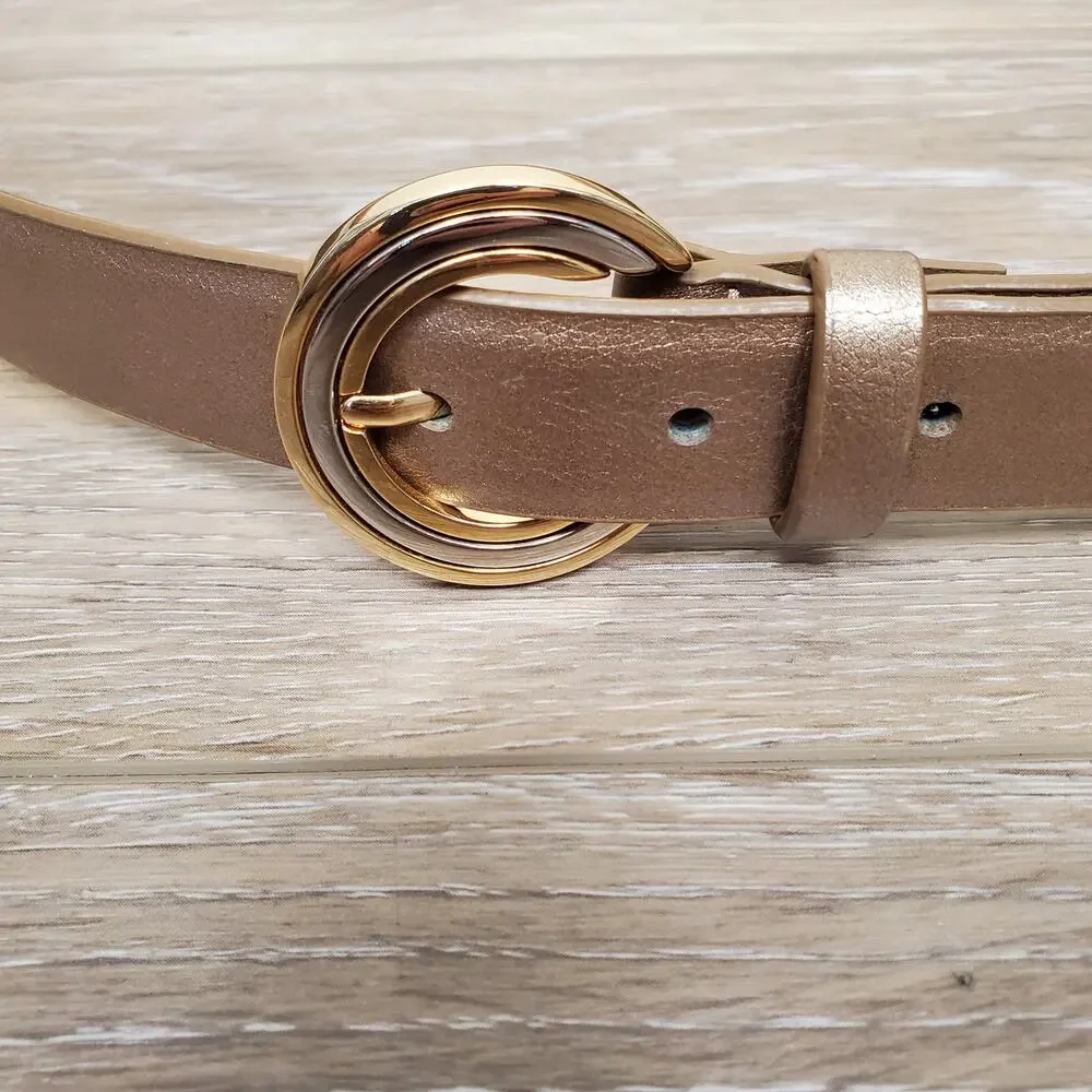 Metallic Bronze Gold Silver Belt Faux Leather Large